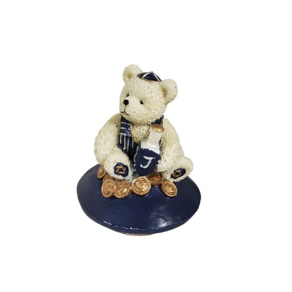 vintage little bear resin with cork stopper small figuriine.